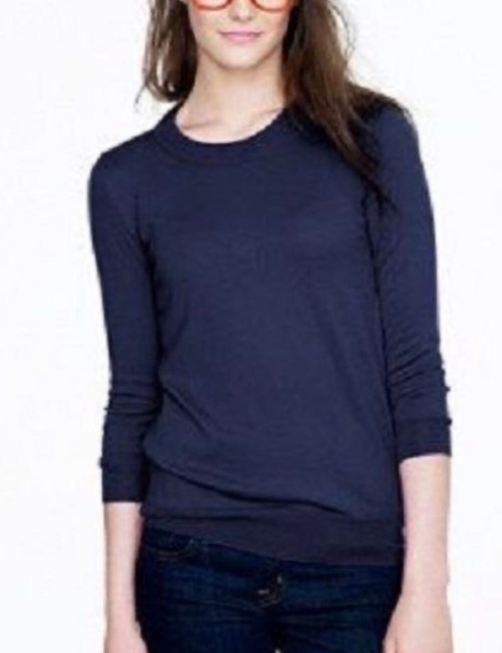 J. Crew Tippi Merino Wool Crewneck Sweater, Navy, Medium